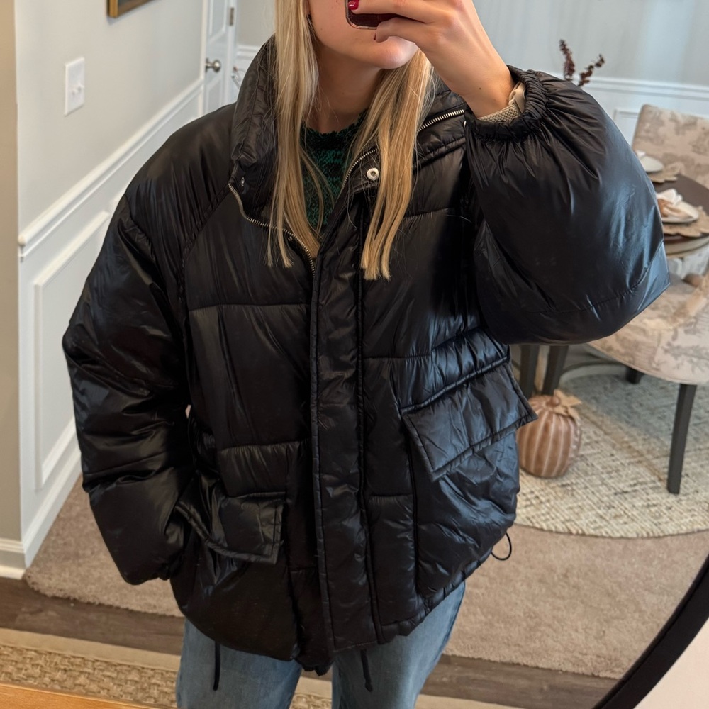 Abercrombie & Fitch Oversized Black Puffer Jacket